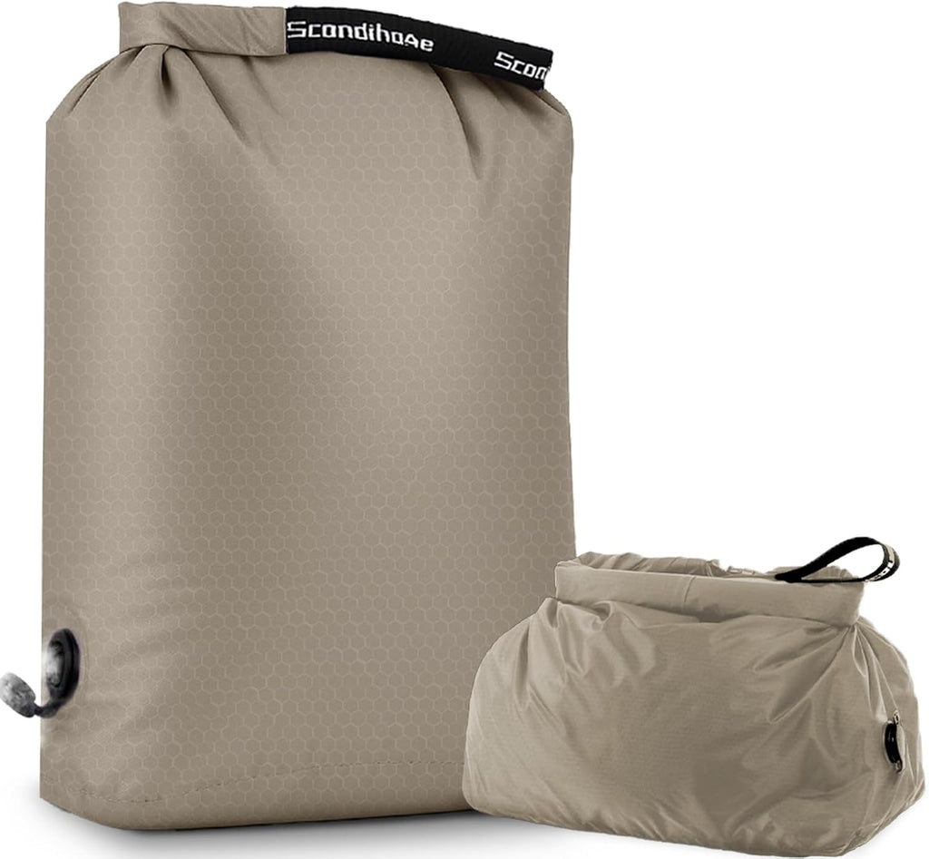 Travel Laundry Bag, Pump Free Vacuum Storage Bag Reusable Compression Dirty Clothes Travel Bag Waterproof Wet Dry Bags Large Capacity Space Saver Bags Camp Clothes Organizer (1 Pcs)(Gray, M)