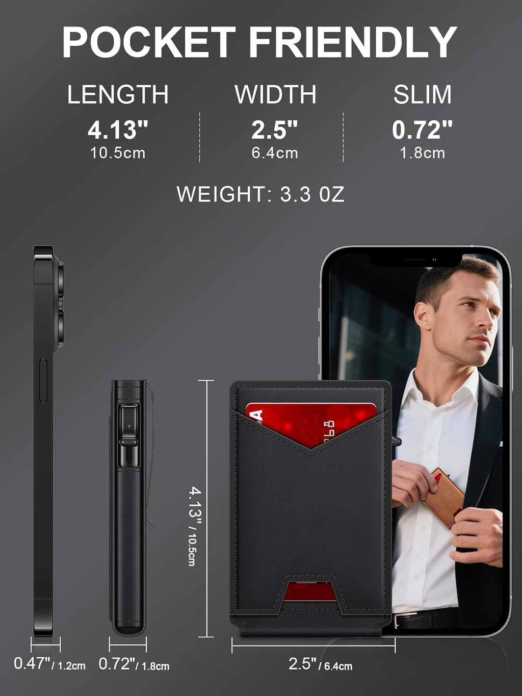 Wallet for Men RFID Wallet with Money Clip, Slim Pop Up Card Holder for 10-12 Cards, Minimalist Smart Credit Card Case with ID Window, Bifold Metal Wallet for Front Pocket, Gifts for Men