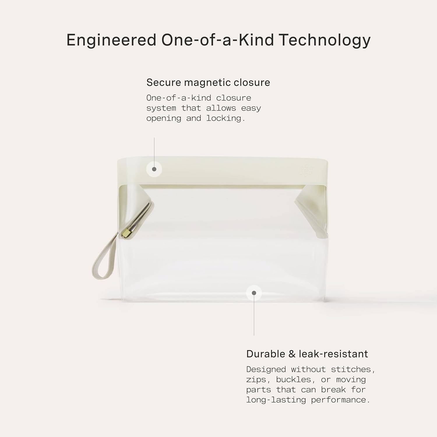 Cadence Parcel - Clear Dopp Kit with Magnetic Closure - Durable and Leak-Resistant Travel Toiletry Kit - Modular Design