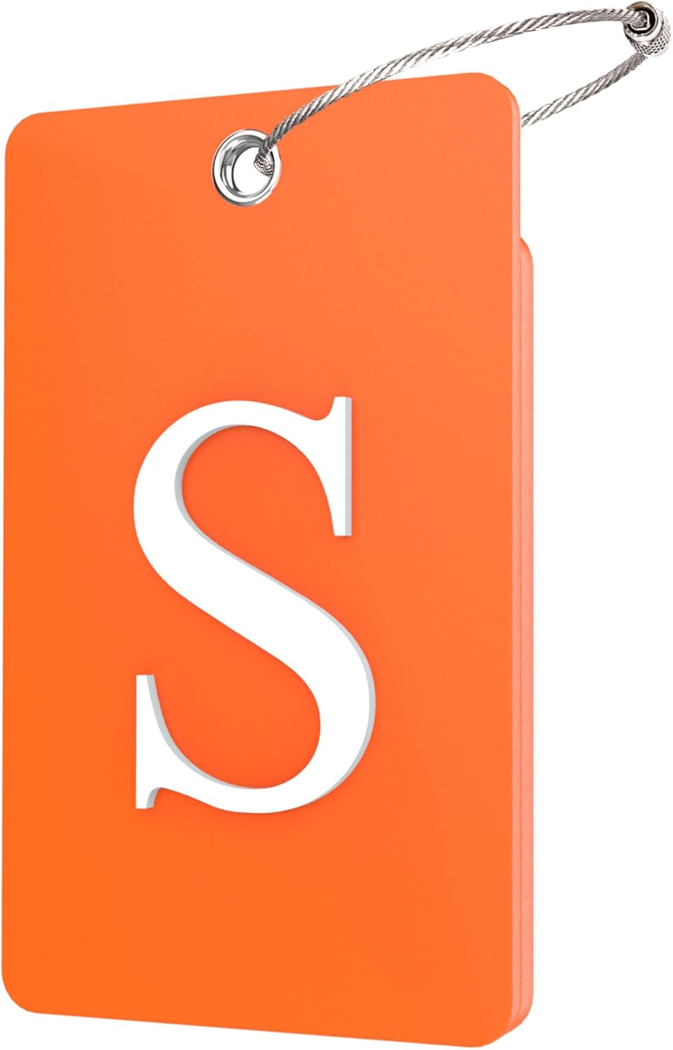 Gostwo 2 Pack Luggage Tags for Suitcases, 26 Initial Letter Travel Luggage Baggage Identification Labels ID Tag Fully Bendable Tags with Stainless Steel Loop (Orange) (Letter S)