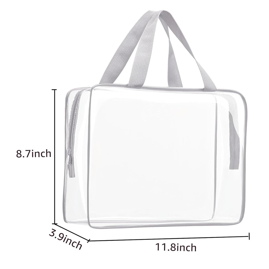 2Pcs Crystal Clear PVC Travel Toiletry Bag Kit for Women Men, Waterproof Vinyl Packing Organizer Storage Bags with Zipper Handle Straps, Cosmetic Pouch Carry on Airport Airline Compliant Bag Handbag
