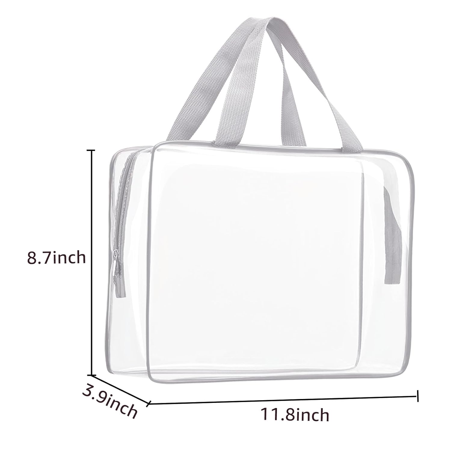 2Pcs Crystal Clear PVC Travel Toiletry Bag Kit for Women Men, Waterproof Vinyl Packing Organizer Storage Bags with Zipper Handle Straps, Cosmetic Pouch Carry on Airport Airline Compliant Bag Handbag