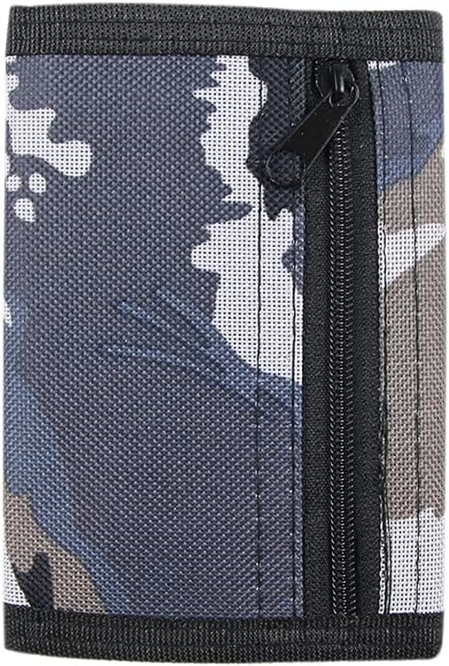 NEICY RFID Blocking Canvas Wallet for Men and Women - Camo Trifold Outdoor Sports Wallets with Magic Sticker for Teen Kids (Camo Grey)