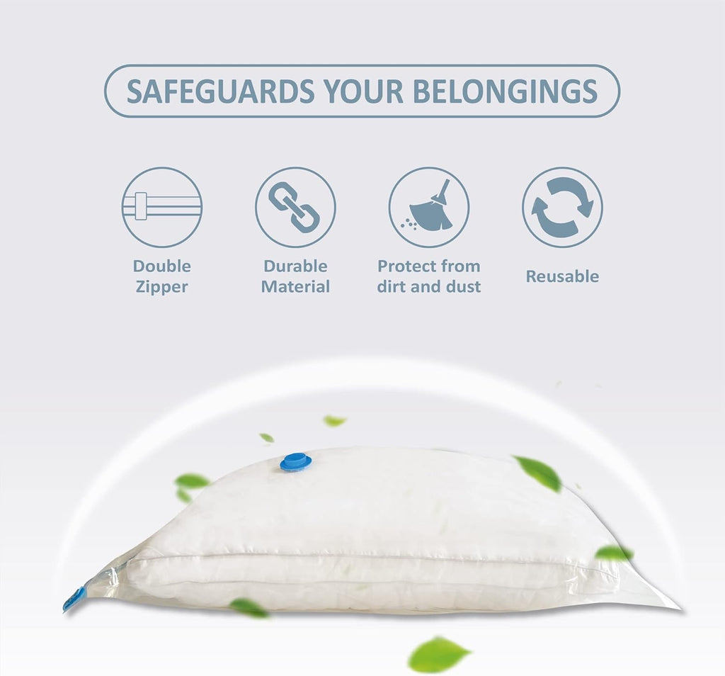 10 Large Vacuum Storage Bags with Hand Pump, Large Vacuum Seal Bags for Clothing, Space Saver Bags for Travel Lugggage, Blankets, Comforters