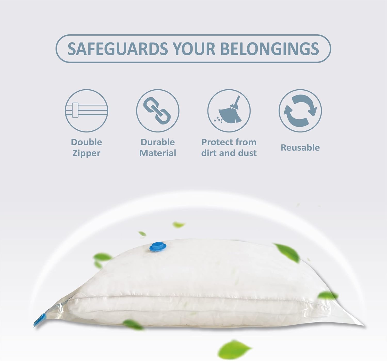 10 Large Vacuum Storage Bags with Hand Pump, Large Vacuum Seal Bags for Clothing, Space Saver Bags for Travel Lugggage, Blankets, Comforters