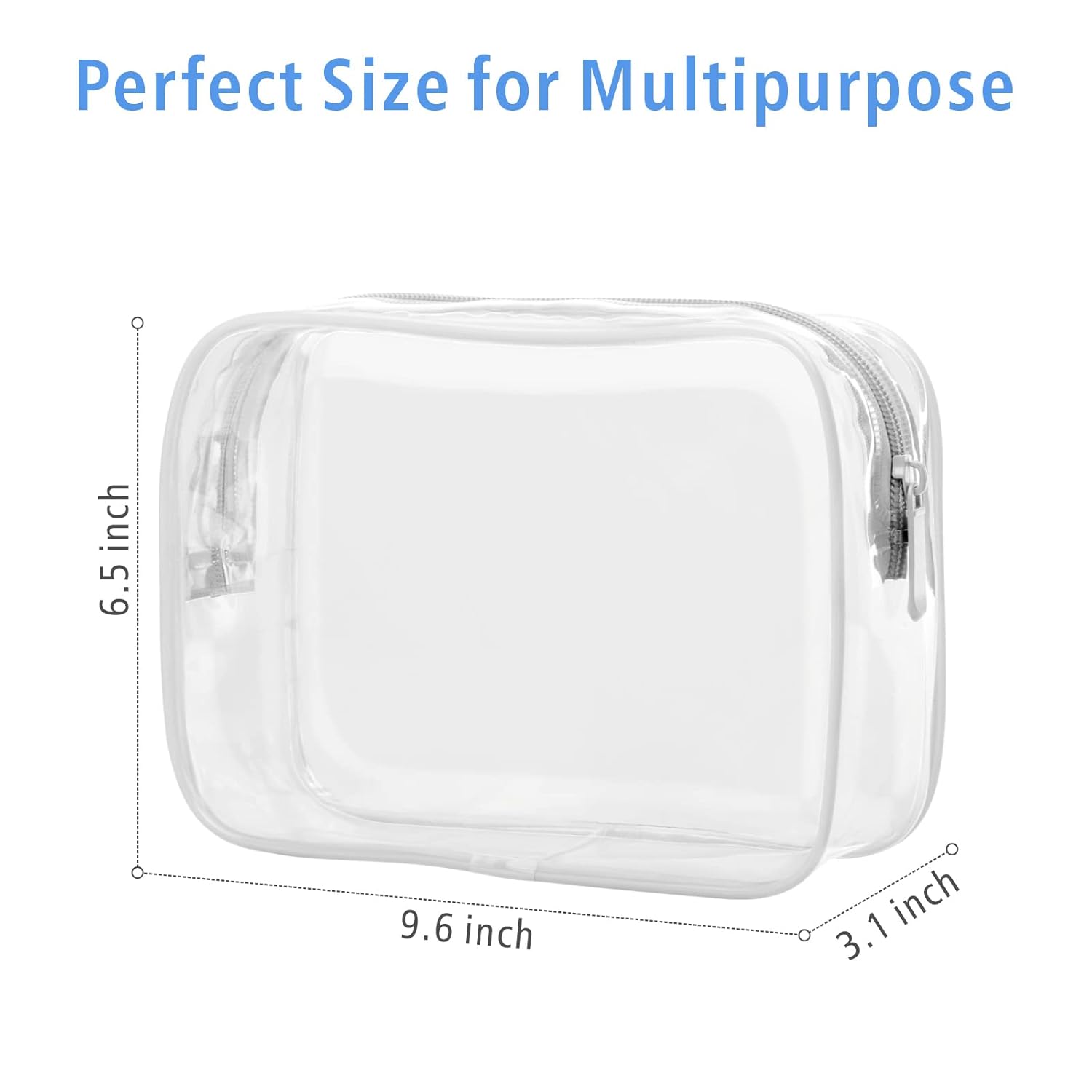 PACKISM Clear Makeup Bag - 3 Pack Clear Travel Bags for Toiletries for Women, Cosmetic Bags Carry on Toiletry Travel Essentials, White Large