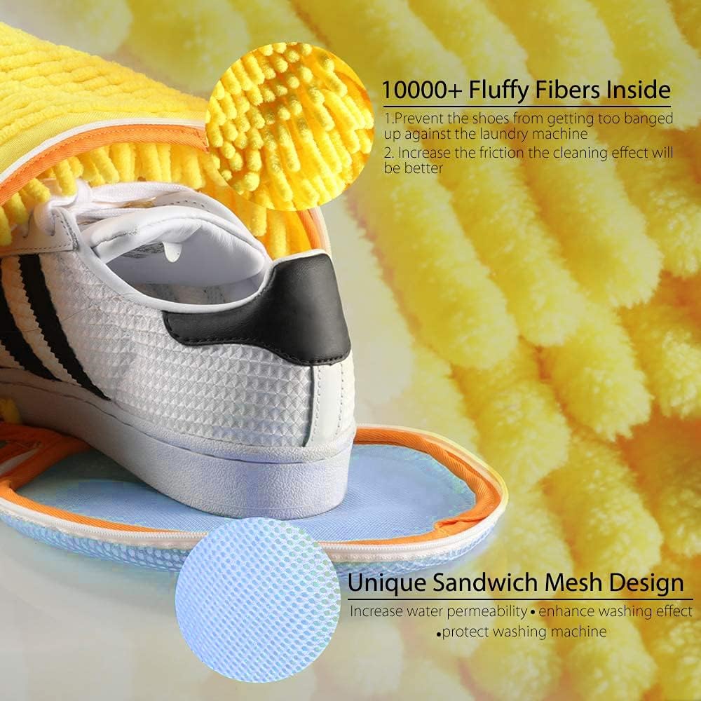 Shoes Laundry Bag Keep Shoes Clean, Shoe Wash Bag for Washing Machine, Reusable and Durable Zipper Shoe Washing Bag, Sneaker Tennis Shoe Cleaner Kit Include Pair of Adjustable Shoe Trees