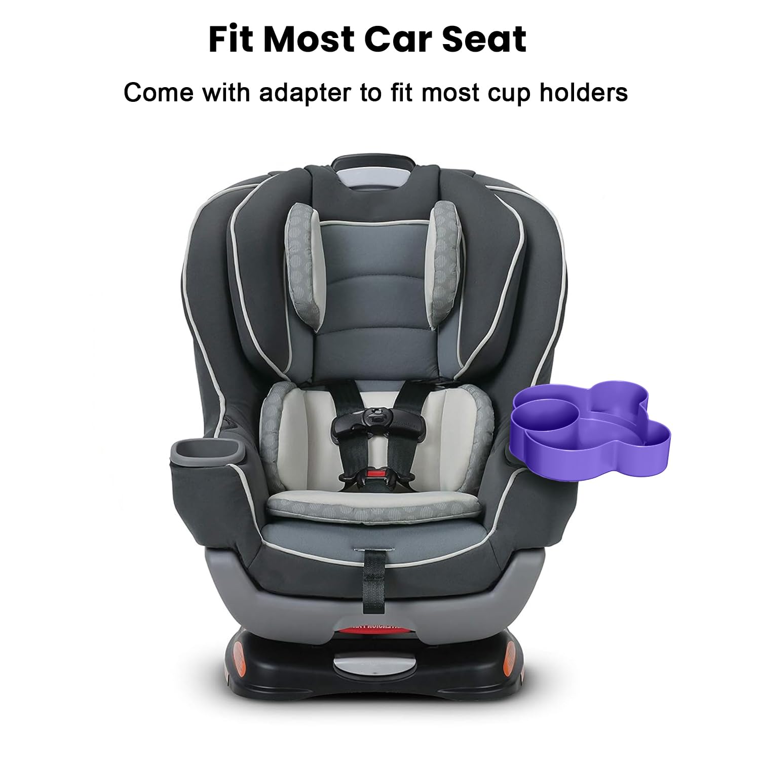 BlueOrigin Car Seat Snack Tray - Travel Tray for Kids Car Seat, Stroller, Booster and Anywhere with a Cup Holder, Toddler Road Trip Essentials Food Plate for Snacks, Toys, Entertainment (Purple)