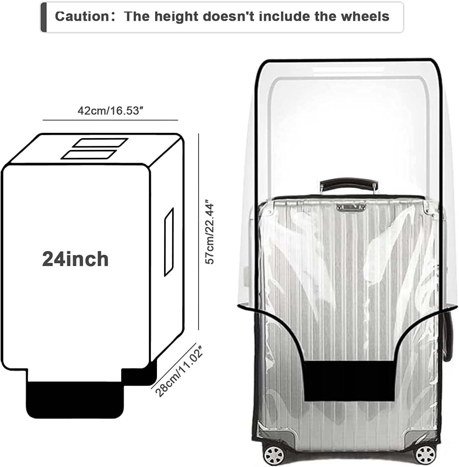 Suitcase Cover for 24" Luggage TSA Approved Clear PVC Thickened Protective Sleeve Cover for Wheeled Luggage Waterproof