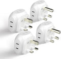 Ceptics South Africa Travel Plug Adapter Set - 4 Input - Ultra Compact - Light Weight - Type M and Type G - USA to Any Type M Countries Such as Botswana, Namibia - 4 Pack (PT-7-10L-4PK),White