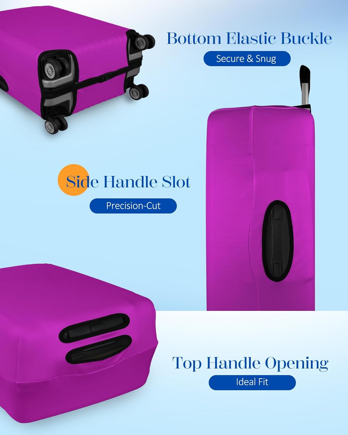 Slohif Luggage Cover for Suitcase Tsa Approved Protector - Luggage Sleeve Suit Case Cover Travel Stretch Large Baggage Case Protective Washable Fit 26-28 Inch Purple