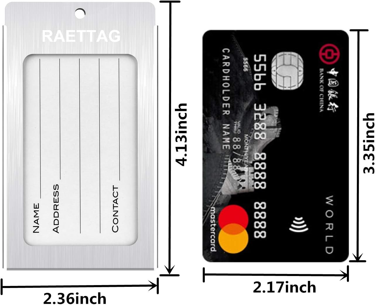 Luggage Tags Metal Suitcase Tags Travel Bag ID Identifier Luggage Tag (Silver 4-Pack)