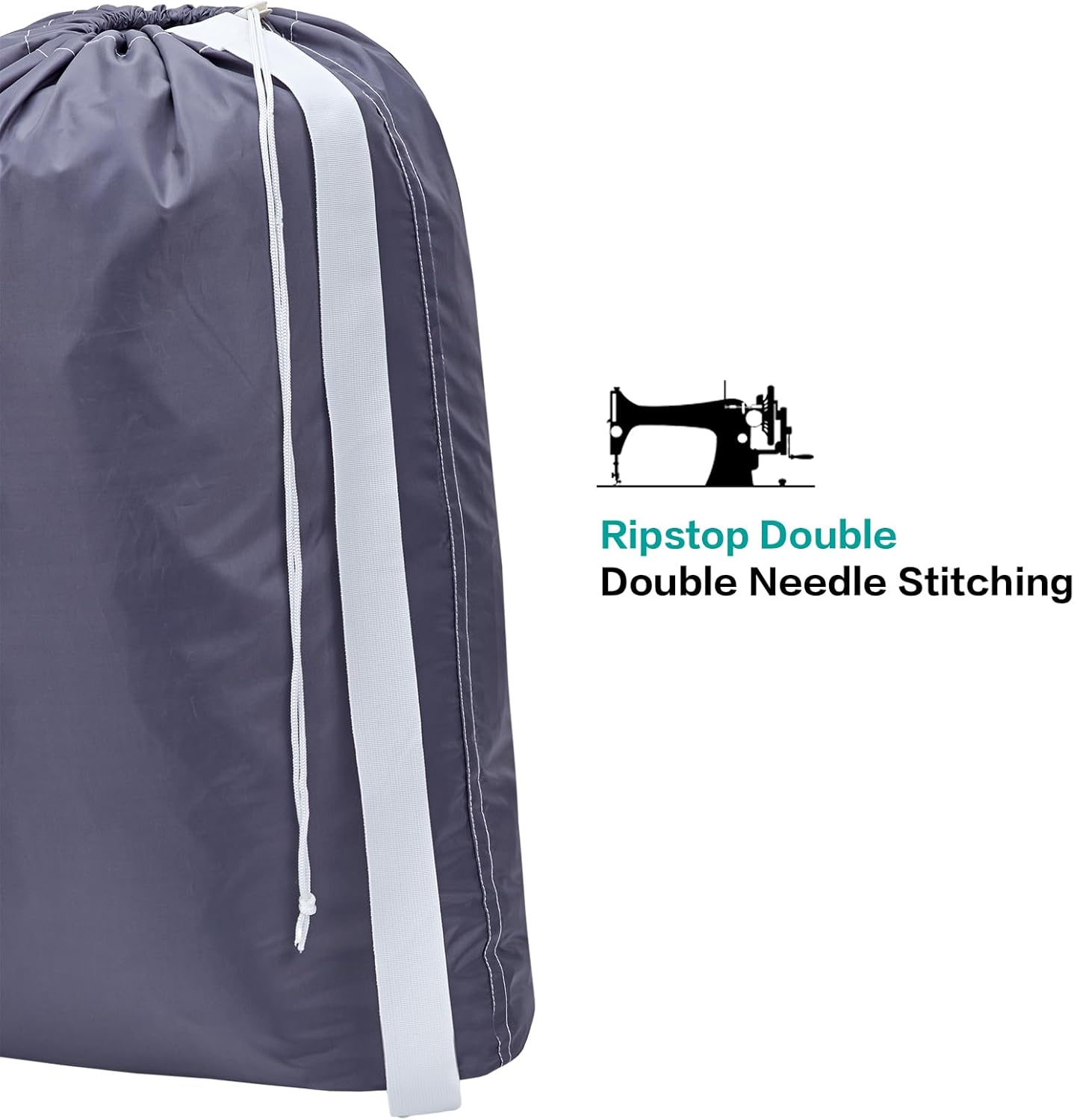 HOMEST 2 Pack XL Nylon Laundry Bag with Strap, Large Dirty Garments Organizer, Easy Fit a Hamper or Clothing Basket, Can Carry Up to 4 Loads of Clothes, Grey