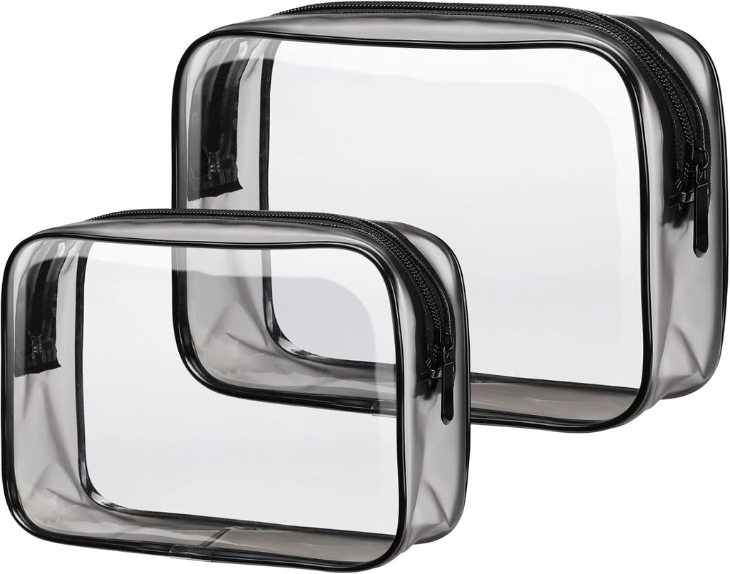 PACKISM TSA Approved Toiletry Bags - 2 Pack Clear Toiletry Bags Clear Travels Bags for toiletries, Cosmetic Bags with Zipper Carry on Toiletry Bag Airport Airline Compliant Bag, Black