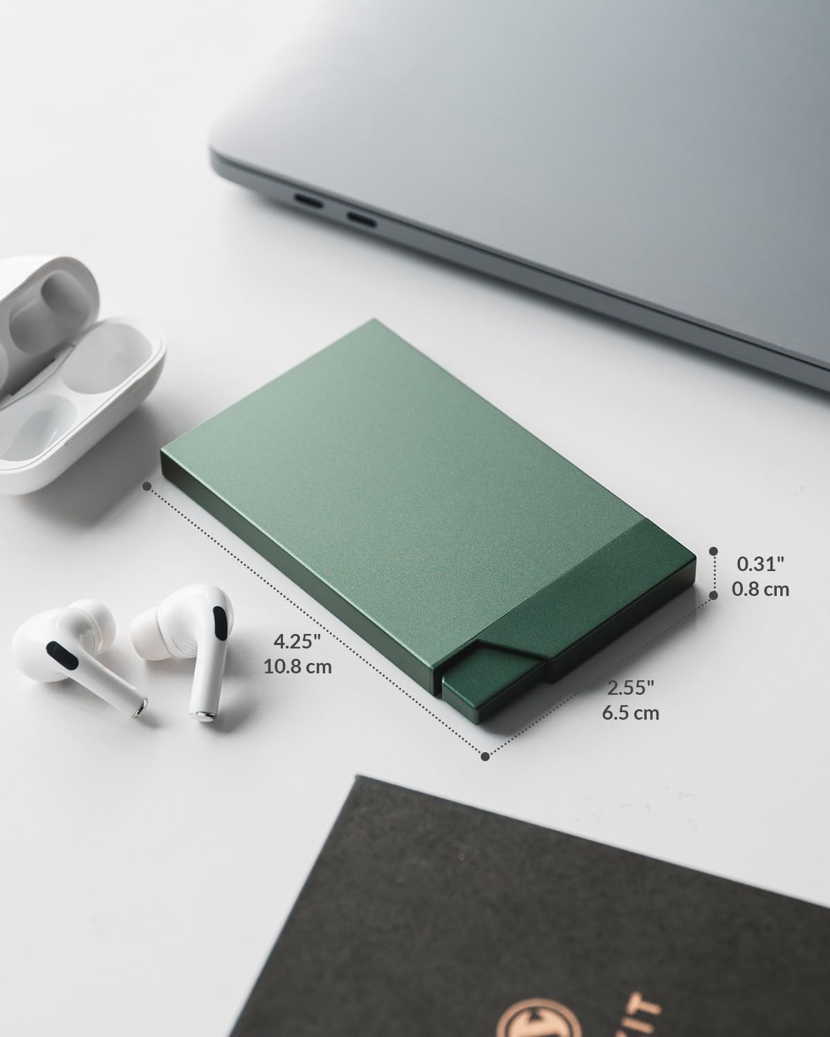 VULKIT Pop up Card Holder Minimalist Credit Card Holder RFID Blocking Slim Metal Card Case for Men or Women(Midnight Green)