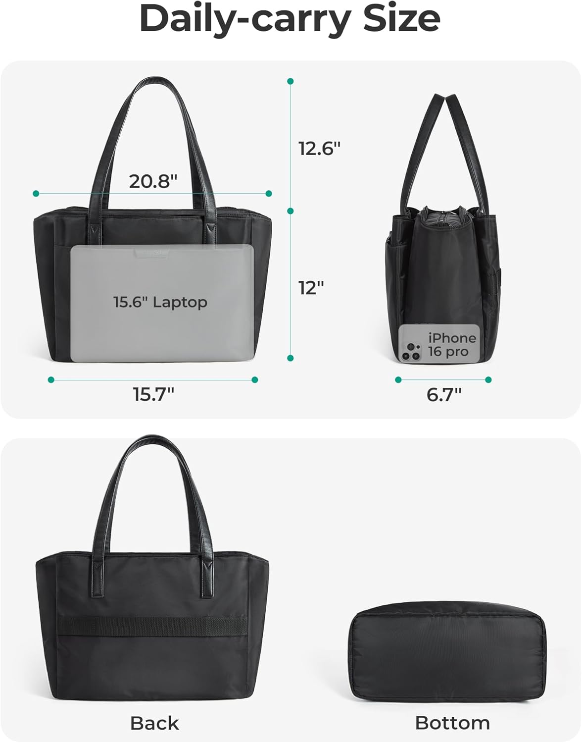 BAGSMART Tote Bag for Women with Compartments, Work Tote Bag with Zipper Women Purse Crossbody Shoulder Handbag with Strap