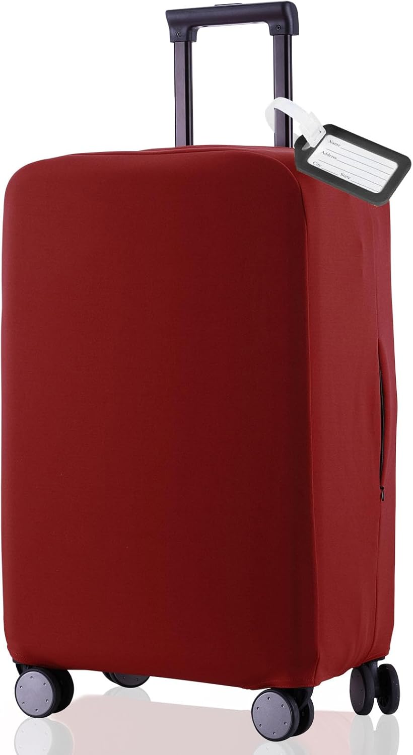 Travel Luggage Cover Suitcase Protector Scratch-Resistant Fit 19-31 Inch Suitcase, Not Included Suitcase (Claret, 3XL(32-33inch))