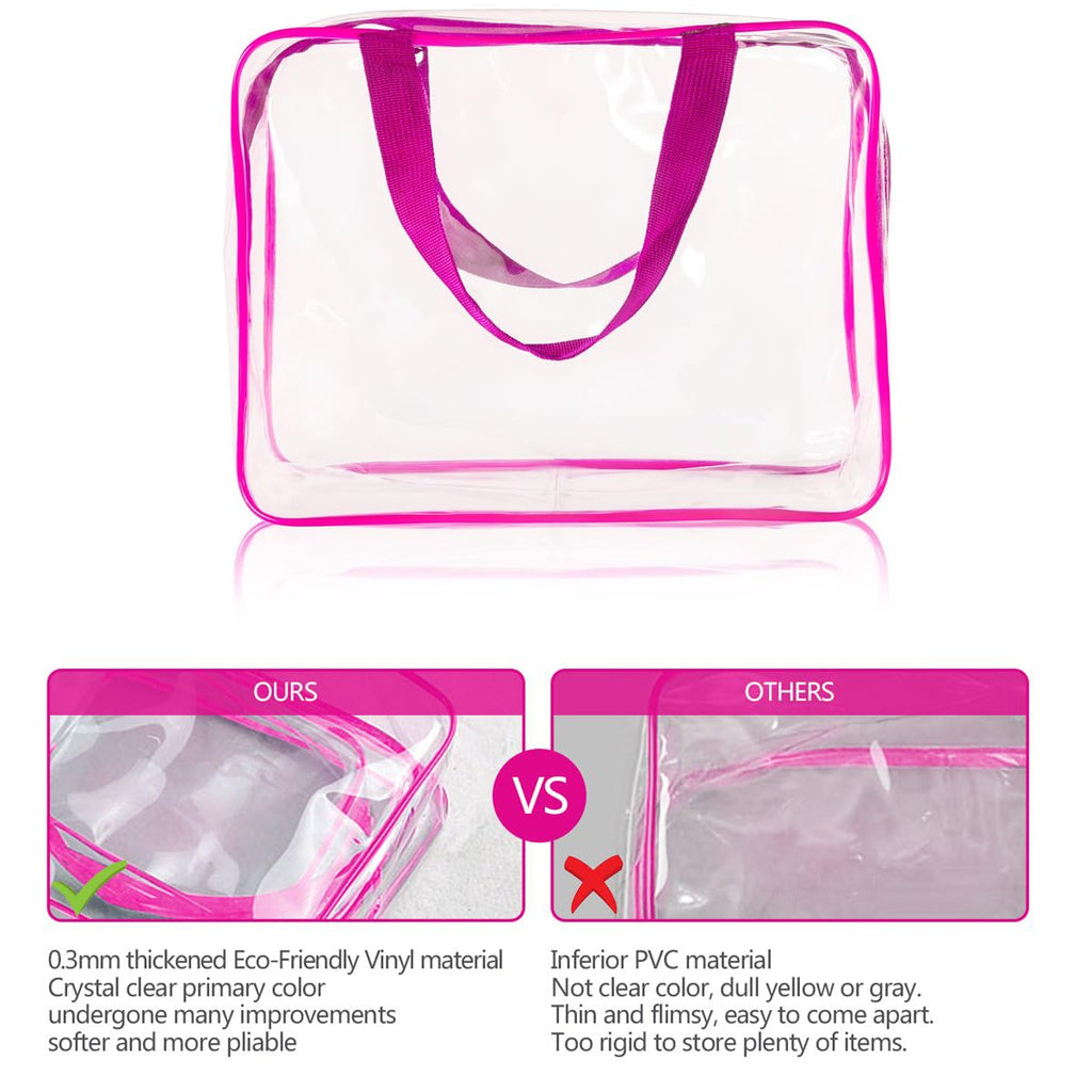 2Pcs Crystal Clear PVC Travel Toiletry Bag Kit for Women Men, Waterproof Vinyl Packing Organizer Storage Bags with Zipper Handle Straps, Cosmetic Pouch Carry on Airport Airline Compliant Bag Handbag