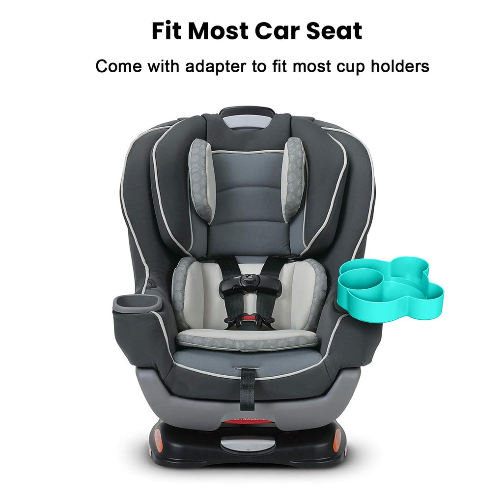 BlueOrigin Car Seat Snack Tray - Travel Tray for Kids Car Seat, Stroller, Booster and Anywhere with a Cup Holder, Toddler Road Trip Essentials Food Plate for Snacks, Toys, Entertainment (Teal)