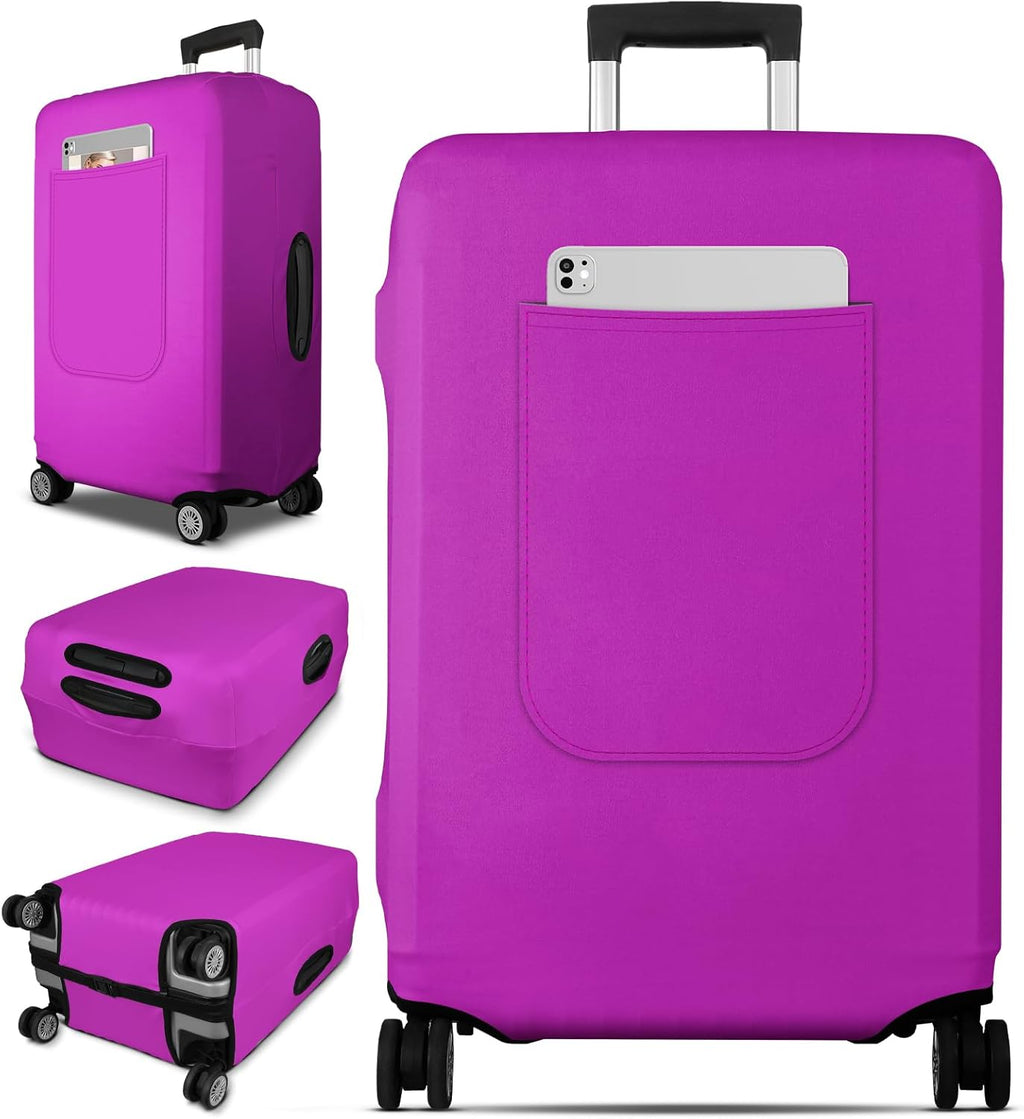 Slohif Luggage Cover for Suitcase Tsa Approved Protector - Luggage Sleeve Suit Case Cover Travel Stretch Large Baggage Case Protective Washable Fit 30-32 Inch Purple