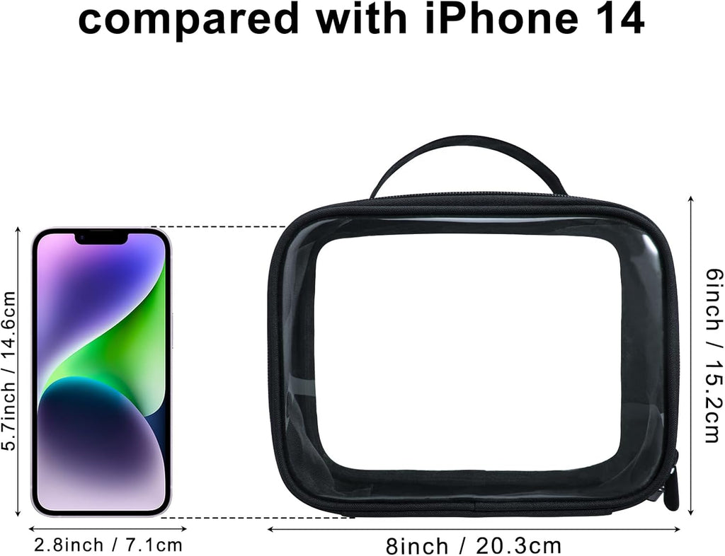 ANRUI TSA Approved Toiletry Bag, 5 Pcs TSA Clear Travel Bags With Handle Strap, Makeup Bag for Liquids, Toiletries, Cosmetics, Gifts for Women and Men，Black