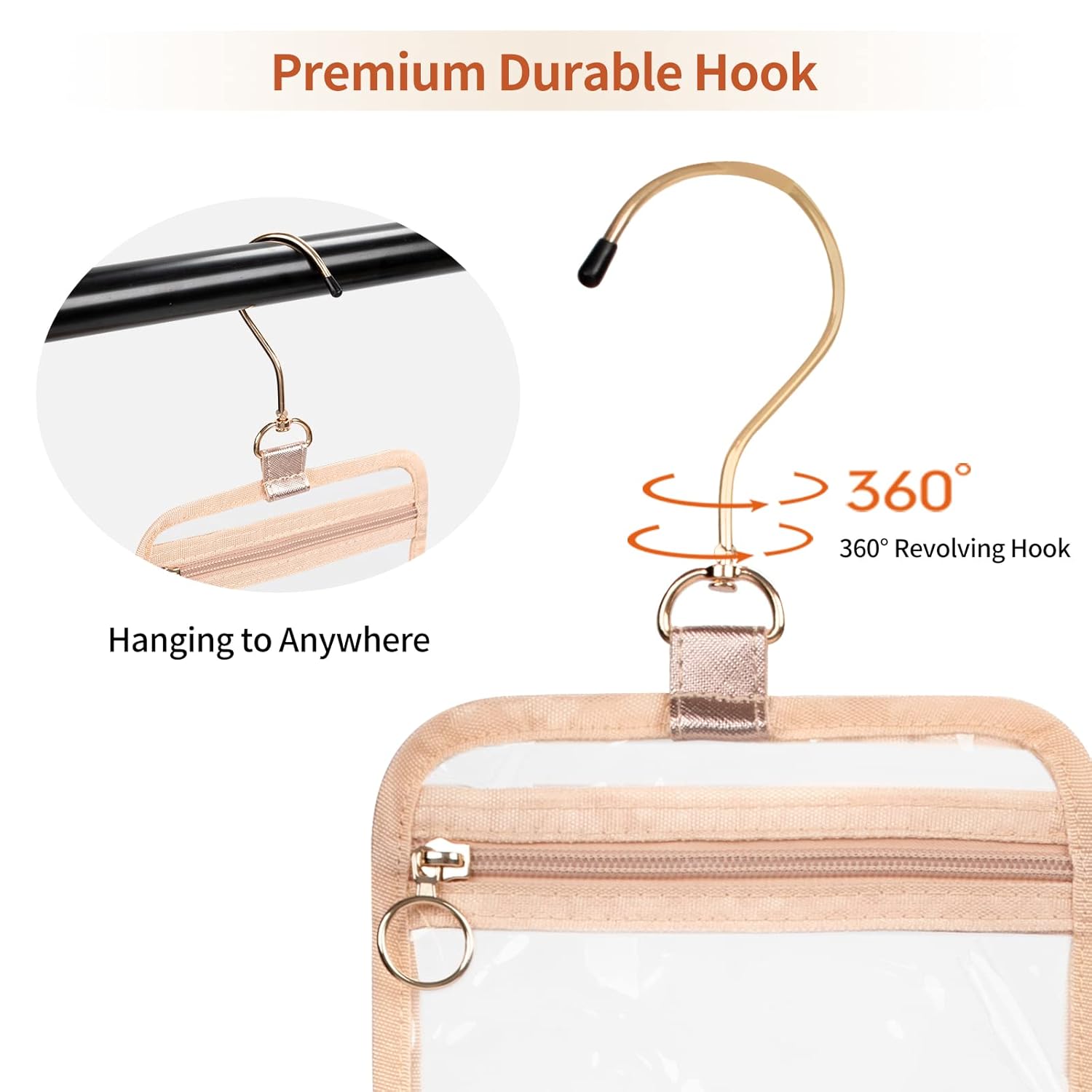 CUBETASTIC Toiletry Bag for Women, Clear Hanging Travel Toiletries Bag, Portable Makeup Bag Transparent Cosmetic Case with Handle, Traveling Make Up Organizer