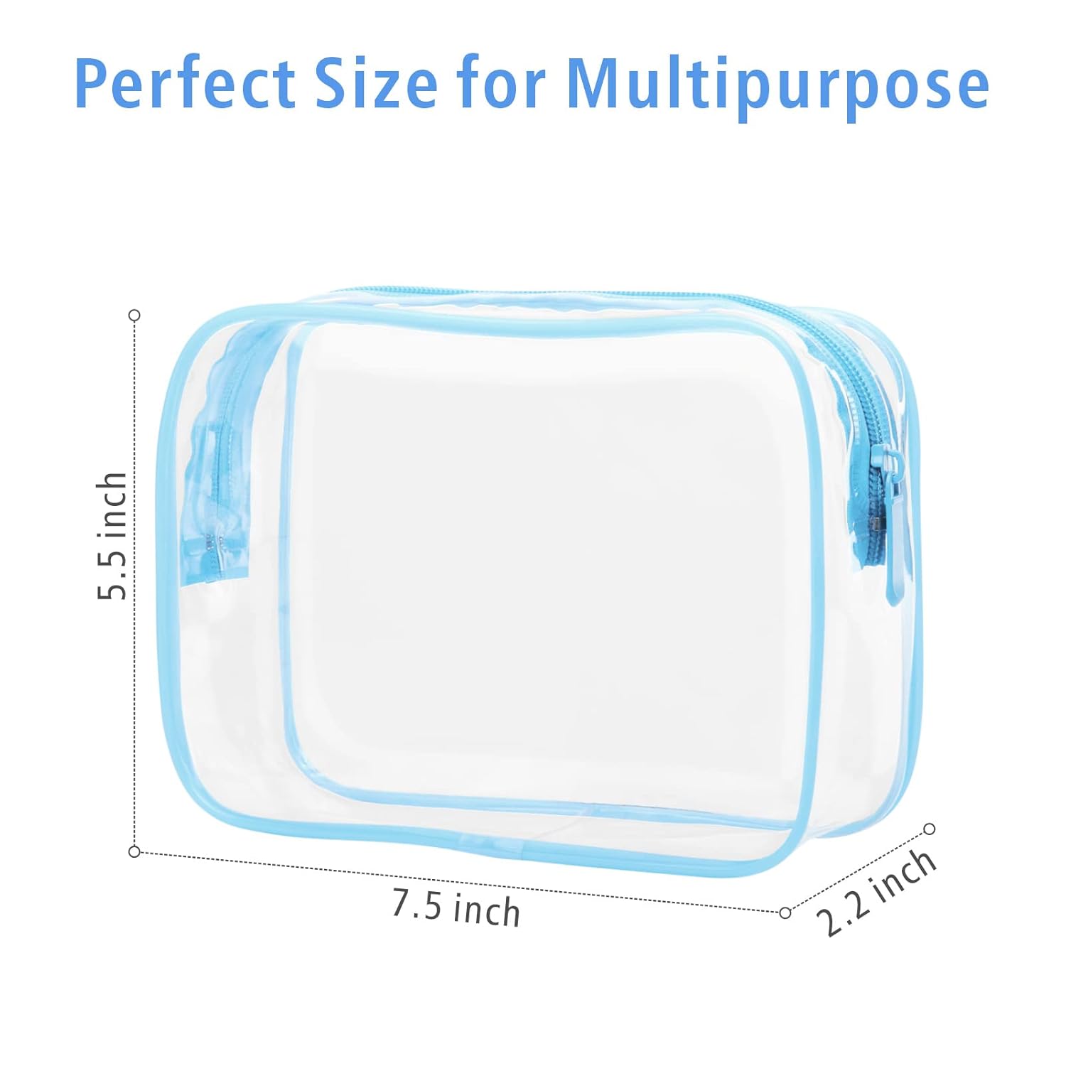 PACKISM 3 Pack TSA Approved Clear Toiletry Bags, Quart Size, Travel Makeup Cosmetic Bag for Women Men, Carry On Airport Airline Compliant, Light Blue