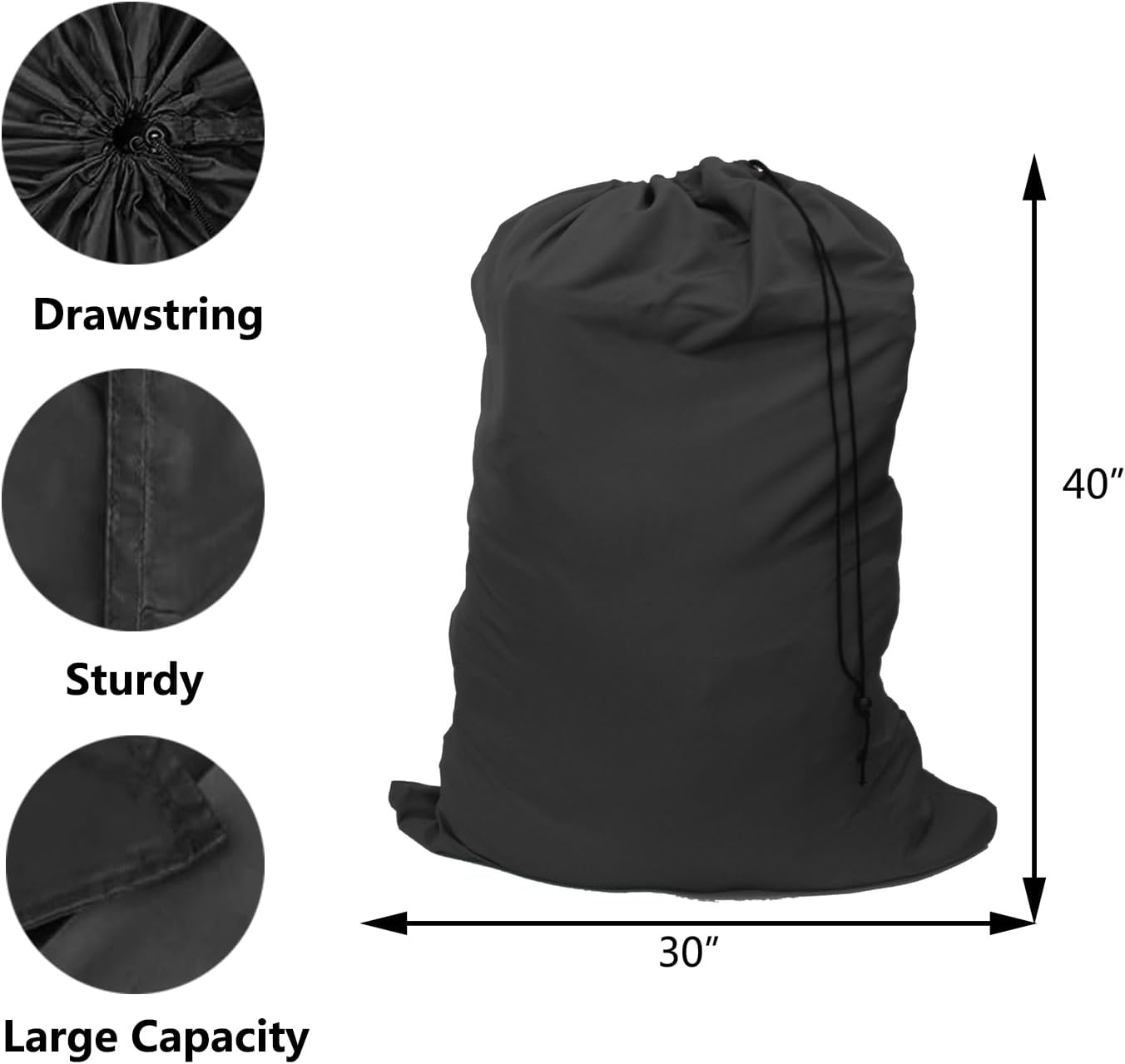 Extra Large Laundry Bag 1 Pack with 1 Pack Pop Up Hamper, Black Travel Laundry Bags 30"x40", Foldable Mesh Laundry Basket, for college dorm and apartment dwellers (2PCS)