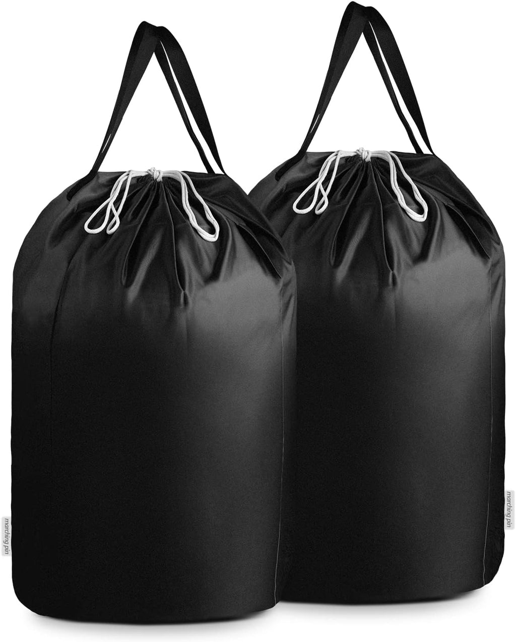 MCleanPin Washable Laundry Bags with Handles,140L Dirty Clothes Storage Bag for College Dorm or Travel, Laundry Liner Fit Most Laundry Hamper or Basket,2 Pack (Classic Black)