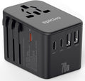 EPICKA Universal Travel Adapter, GaN International Plug Adapter with 3 USB-C 70W PD Fast Charging & 2 USB-A Adaptor All-in-one Wall Charger for USA EU UK AUS (TA-105 Pro, Black)