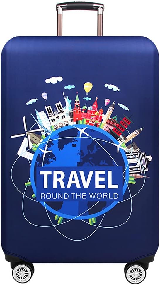 MosaiRudo Thicker Luggage Cover Elastic Suitcase Cover Protector Fits 18-32 Inch Suitcase Travel Accessories (Travel, XL)