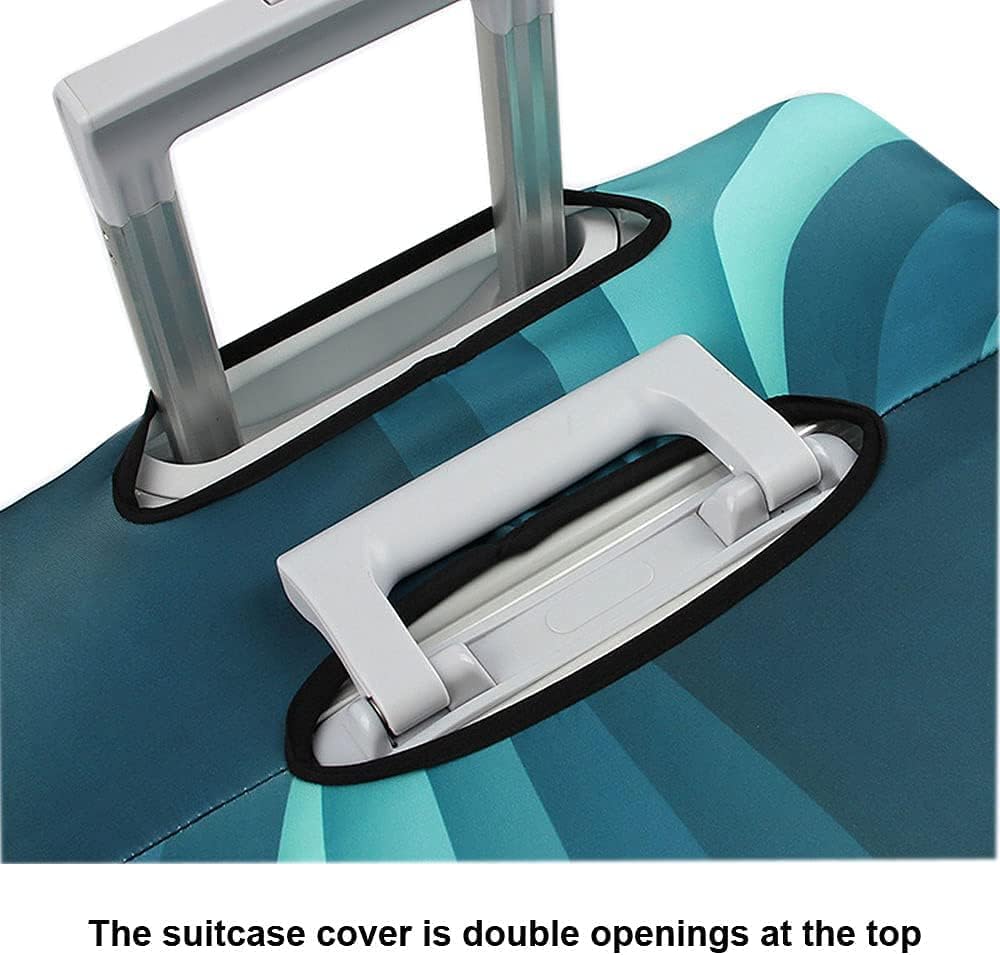 MosaiRudo Thicker Luggage Cover Elastic Suitcase Cover Protector Fits 18-32 Inch Suitcase Travel Accessories (Green Ripple, XL)