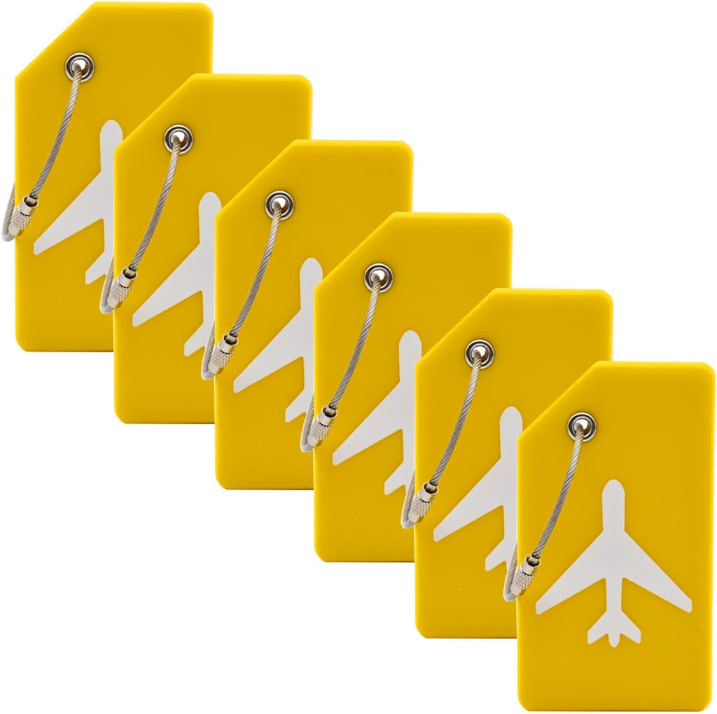 6 Pack Silicone Luggage Tag for Suitcases with Stainless Loop, Privacy Protection Travel Bag Tags Perfect to Quickly Spot Baggage Handbag (Aurantium)