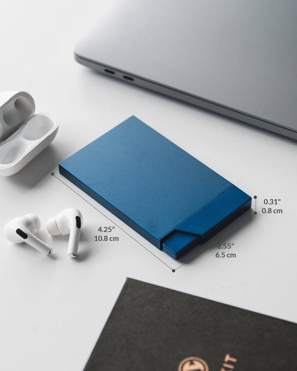 VULKIT Pop up Card Holder Minimalist Credit Card Holder RFID Blocking Slim Metal Card Case for Men or Women(Navy)