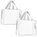 2Pcs Crystal Clear PVC Travel Toiletry Bag Kit for Women Men, Waterproof Vinyl Packing Organizer Storage Bags with Zipper Handle Straps, Cosmetic Pouch Carry on Airport Airline Compliant Bag Handbag