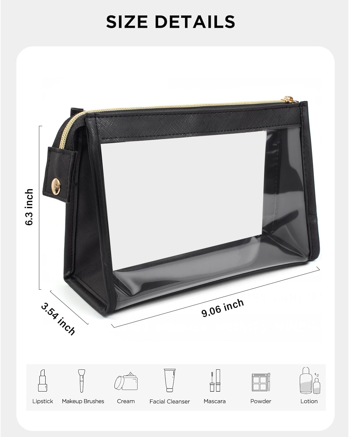 Small Clear Makeup Bag, Waterproof Clear Travel Toiletry Bag Case Cosmetic Bag with Zipper Small Makeup Pouch Travel Bags for Toiletries Travel Essentials Car Organizer