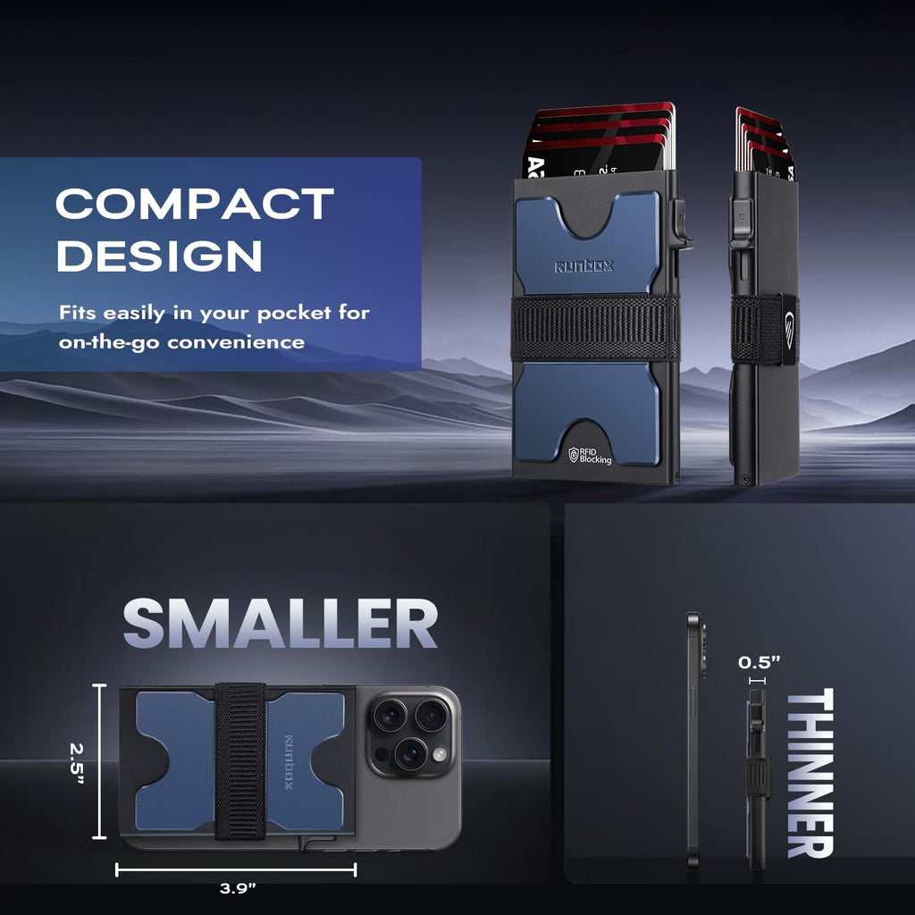 Mens Business Card Holder, Slim Card Wallet for Men and Women, Minimalist RFID Blocking Wallet with Pop-Up Function, Thin Design, Metal Cases Holds 6+6 Cards, Gifts for Men, Men's Accessories