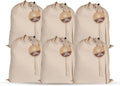 LFH Home Large Premium 100% Cotton Canvas Laundry Bag with Drawstring and Handles Heavy Duty, Multi-Use, and Washable for Home, Travel, College or Storage 28x40 (Pack of 6)-Natural