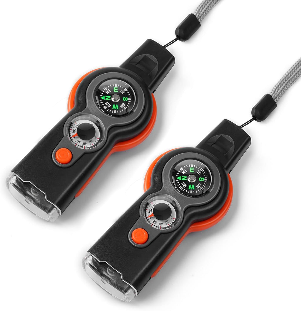 Emergency Survival Function Whistle, Outdoor Multifunctional Tool Safety Whistle with Lanyard, Ideal for Kayaking, Boating, Hiking, Camping, Climbing, Hunting, Fishing, Rescue Signaling