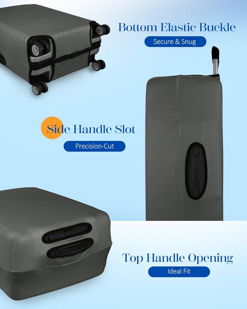 Slohif Luggage Cover for Suitcase Tsa Approved Protector - Luggage Sleeve Suit Case Cover Travel Stretch Large Baggage Case Protective Washable Fit 26-28 Inch Gray