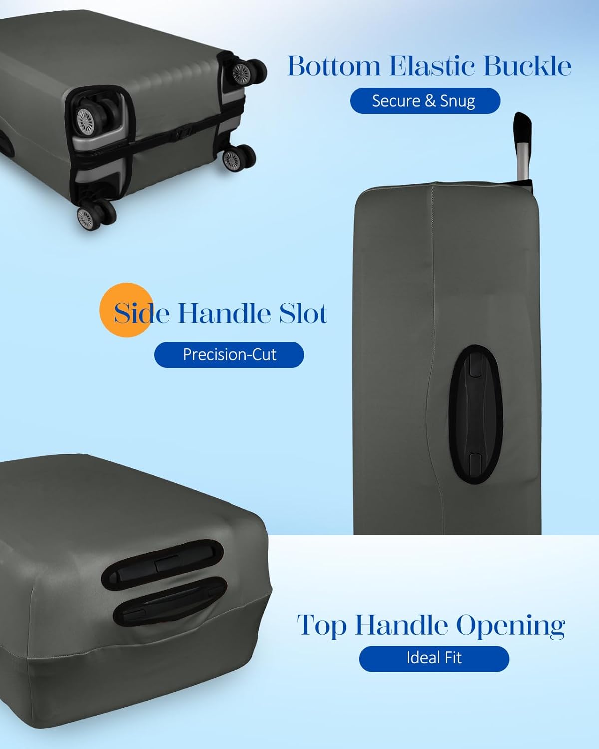 Slohif Luggage Cover for Suitcase Tsa Approved Protector - Luggage Sleeve Suit Case Cover Travel Stretch Large Baggage Case Protective Washable Fit 26-28 Inch Gray