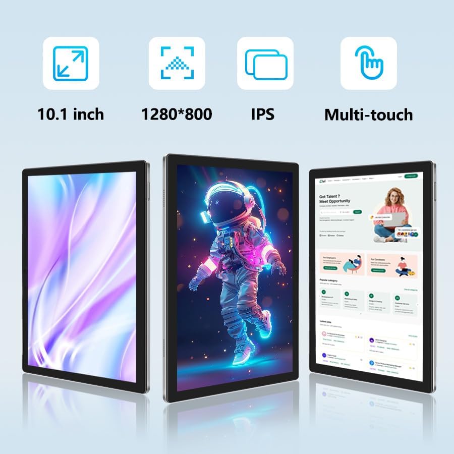 Tablet, Android 14 Tablet with 12GB RAM 64GB ROM, Octa-Core Processor Tablets with Keyboard, Mouse, 10.1 Inch 1280 * 800 IPS Touch Screen, Dual Camera, WiFi 6, BT 5.4, 6000mAh Battery
