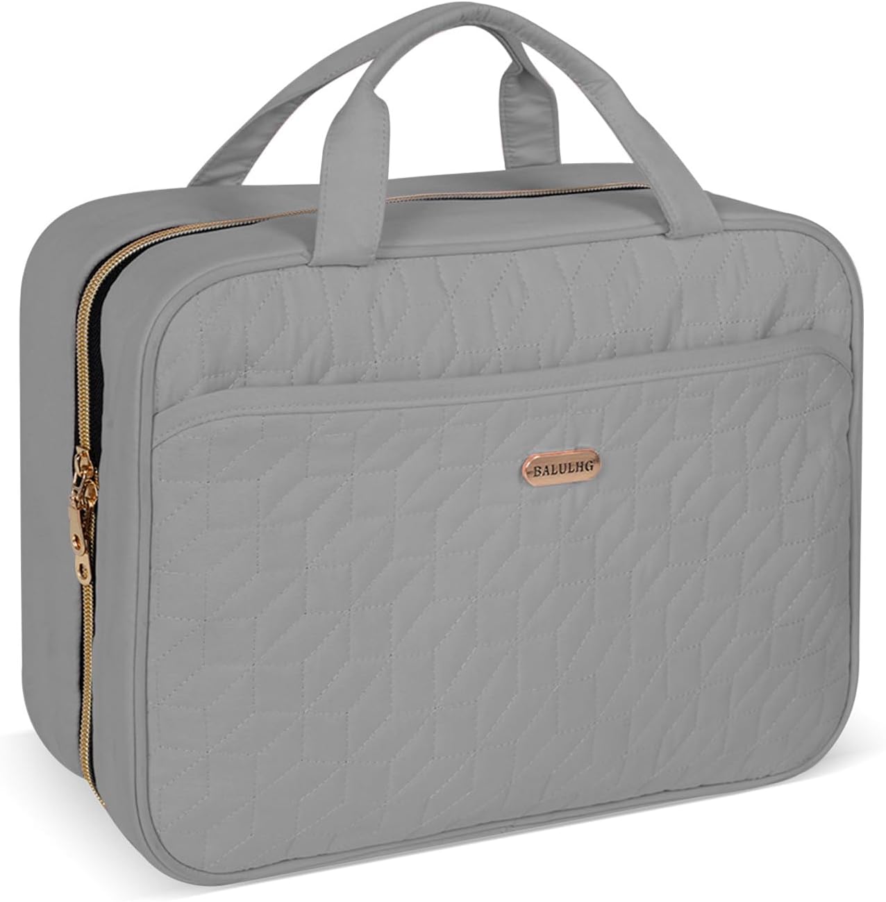 BALHLHG Toiletry Bag for Women With Hanging Hook, Medium Travel Makeup Organizer, Water-resistant Cosmetic Toiletries Bag for Bathroom, Trip, Business, Grey