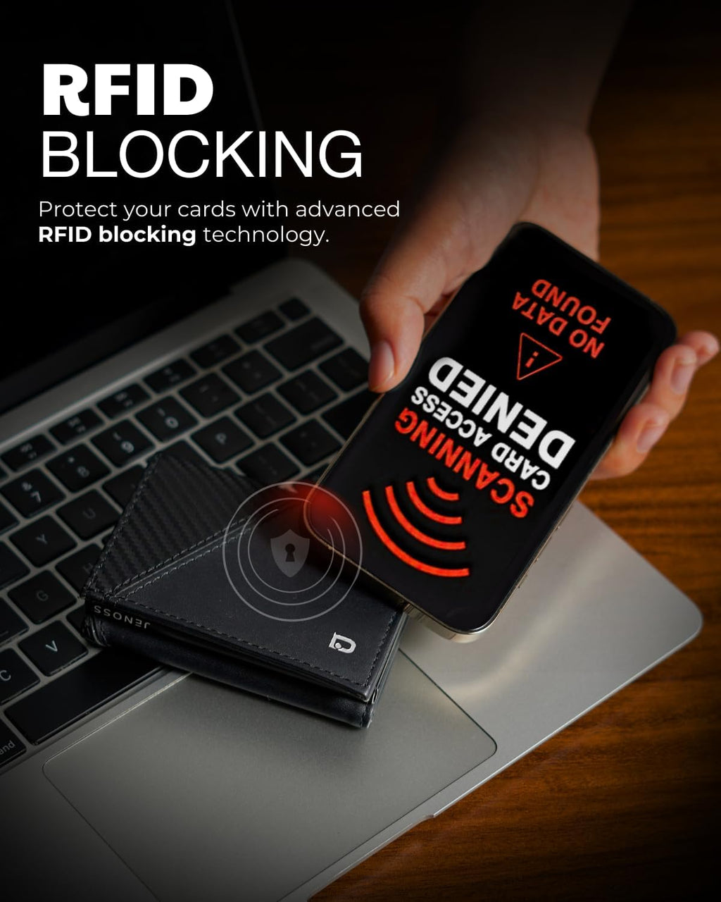 Jenoss Smart Wallet For Men: Full Grain Leather, Handcrafted, Slide Metal Pop Up Grey Case, Slim RFID Blocking Credit Card Holder, Minimalist Compact 12 Cards Slot Organizers ID Money Clip (Carbon)