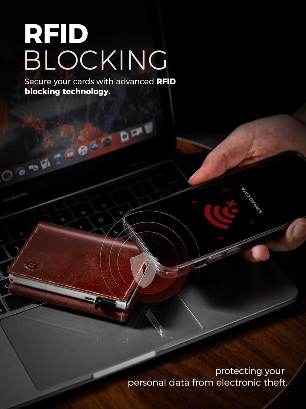 LORZOR Wallet for Men with Metal Card Holder, Pop Up Wallet, Finest Full Grain Leather Trifold Wallet, Smart, Minimalist, RFID Blocking, Front Pocket, ID Window, VintageBrown/Silver