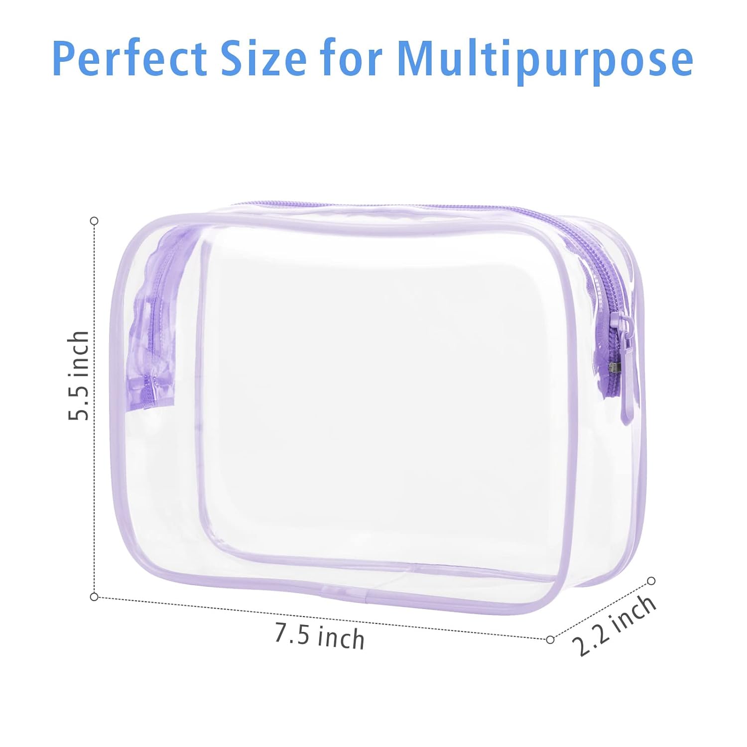 PACKISM Clear Toiletry Bag - 3 Pack Quart Size TSA Approved Toiletry Bag, Travel Makeup Cosmetic Bag for Women Men, Carry on Airport Airline Compliant Bag, Purple