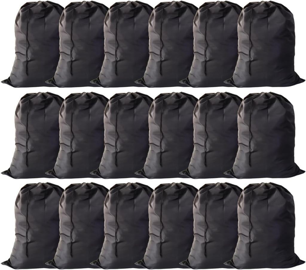 Extra Large Laundry Bag 18 Pack, Travel Laundry Bags with Drawstring Closure, 30"x40", for college, dorm, apartment dwellers (18Pcs Black)