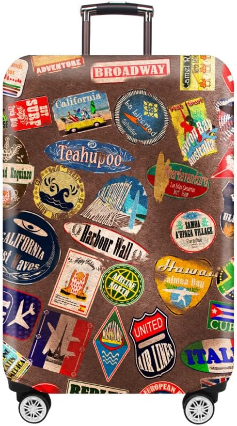 MosaiRudo Thicker Luggage Cover Elastic Suitcase Cover Protector Fits 18-32 Inch Suitcase Travel Accessories (TKM0044, M)