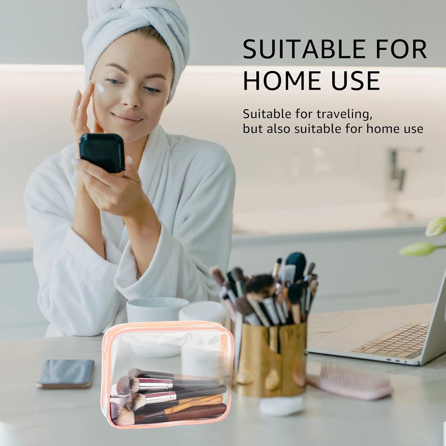 3Pcs Crystal Clear PVC Travel Toiletry Bag Kit for Women Men, Waterproof Vinyl Packing Organizer Storage Bags with Zipper Handle Straps, Cosmetic Pouch Carry on Airport Airline Compliant Bag Handbag