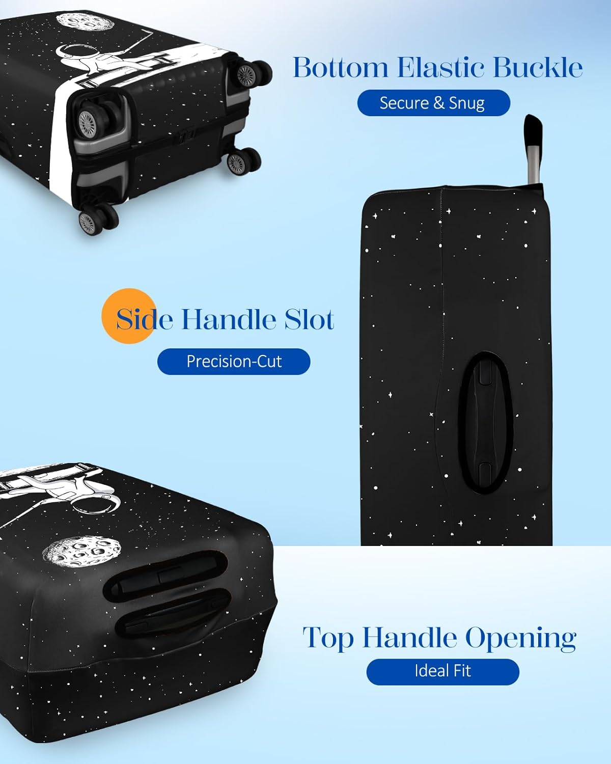 Slohif Luggage Cover for Suitcase Tsa Approved Protector - Luggage Sleeve Large Suit Case Cover Travel Stretch Baggage Case Protective Washable Fit 29-30 Inch Astronaut L